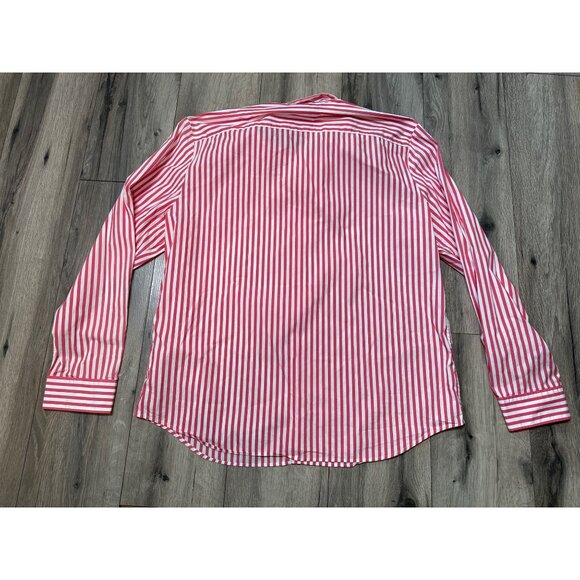 Calvin Klein Mens Slim Fit Stretch Cotton Button-Up Shirt Red/White Striped XXL - Picture 4 of 4